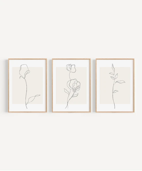 Çerçevesiz Poster Organik Zarafet 3'lü - Resim 6