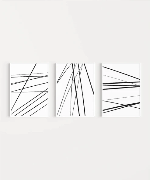 Çerçevesiz Poster Geometrik Çizgiler 3'lü - Resim 2