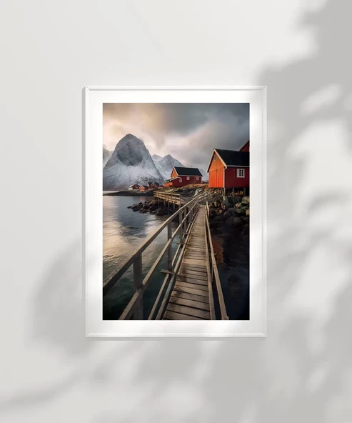 Çerçevesiz Poster Kuzey Kıyısındaki Evler - Resim 2