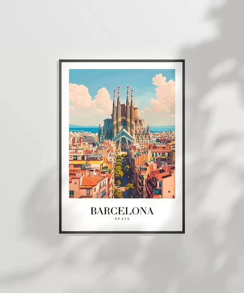 Çerçevesiz Poster Barcelona Mimari - Resim 6