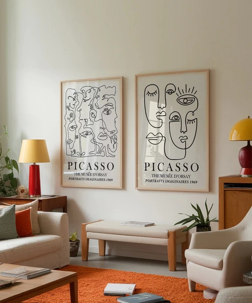 Çerçevesiz Poster Picasso İlhamlı 2'li - Resim 3