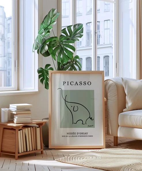 Çerçevesiz Poster Picasso Tarzı Dekoratif Fil Çerçeveli - 6