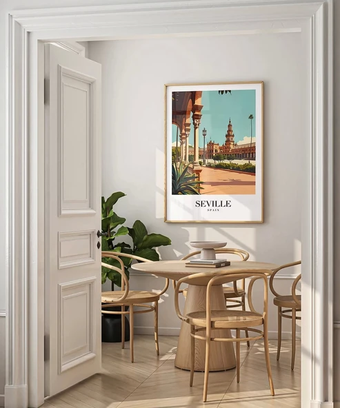 Çerçevesiz Poster Tarihi Sevilla - Resim 5