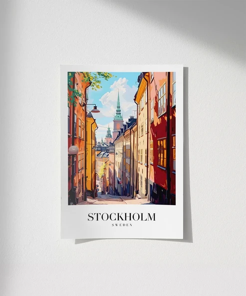 Çerçevesiz Poster Gamla Stan'ın Zarif Sokakları ürün görseli