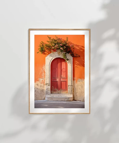 Çerçevesiz Poster Akdeniz Kırmızı Kapı - Resim 7