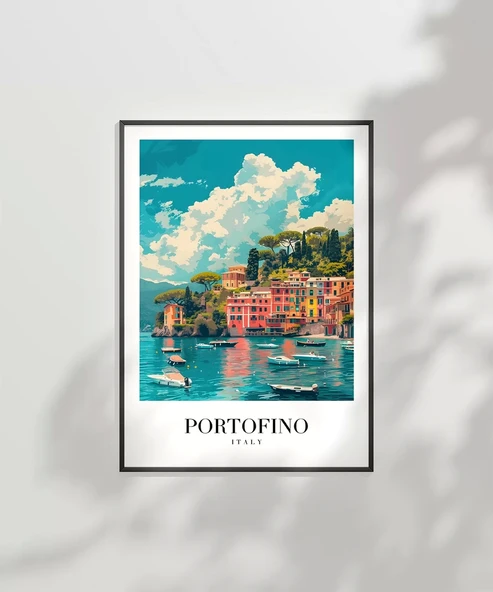 Çerçevesiz Poster Portofino'nun Renkli Kıyıları - Resim 6