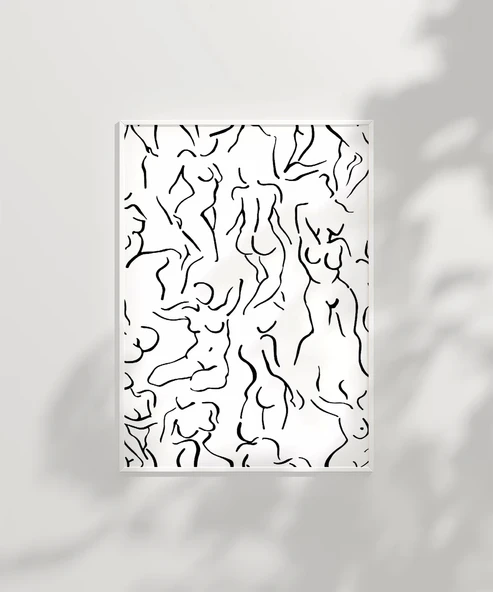 Çerçevesiz Poster Modern Sanat Stilinde Soyut Nü Desenli - Resim 2