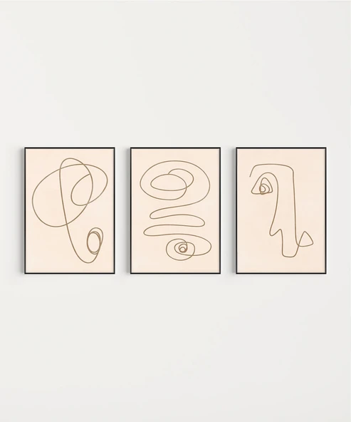 Çerçevesiz Poster Organik Formlar ve Çizgiler 3'lü - Resim 7