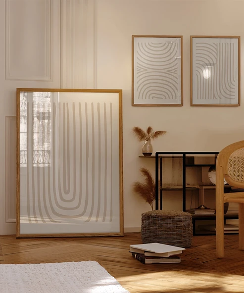 Çerçevesiz Poster Organik Akış ve Desen Sanatı Triptik 3'lü - Resim 3