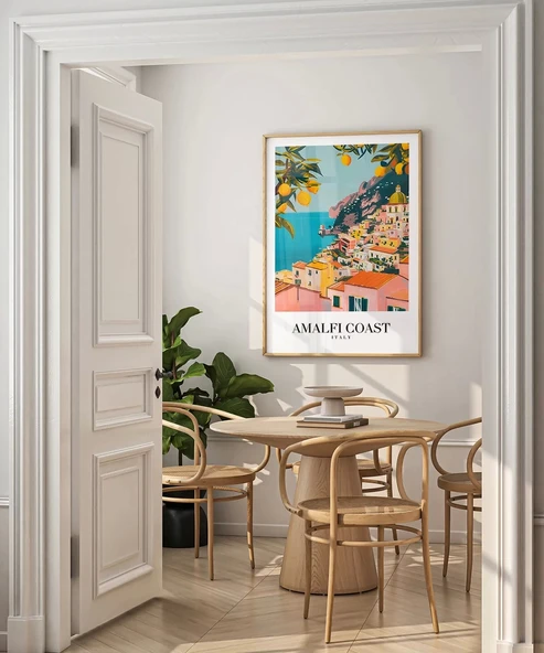 Çerçevesiz Poster Amalfi Sahili Sanatsal Duvar - Resim 4