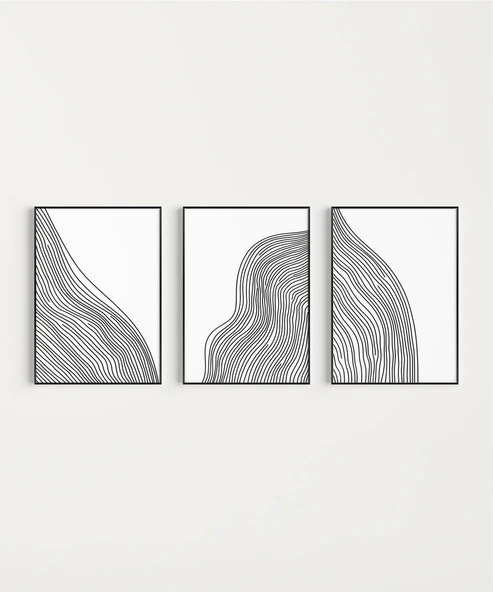 Çerçevesiz Poster Doğal Akış Soyut Sanatı 3'lü - Resim 7