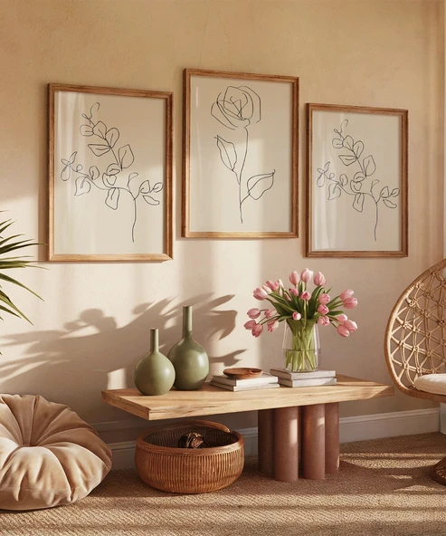 Çerçevesiz Poster Organik Minimalizm 3'lü - Resim 4