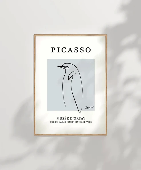 Çerçevesiz Poster Picasso Stil Soyut Kuş Çizimi - 7