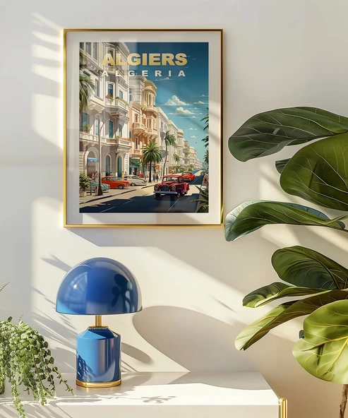 Çerçevesiz Poster Akdeniz Cezayir Sokak Manzarası - Resim 4