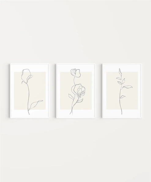Çerçevesiz Poster Organik Zarafet 3'lü - Resim 2