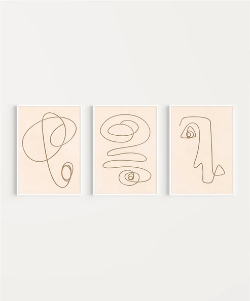 Çerçevesiz Poster Organik Formlar ve Çizgiler 3'lü - Resim 2