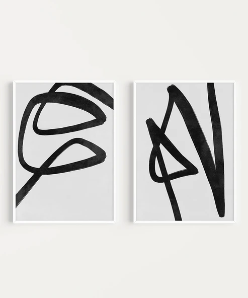 Çerçevesiz Poster Dinamizm Temalı Monokrom 2'li - Resim 2