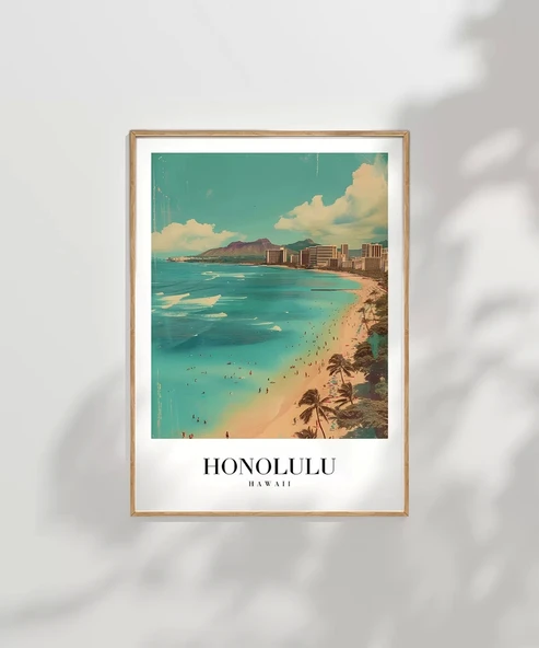 Çerçevesiz Poster Palmiye Rüzgarında Honolulu - Resim 6
