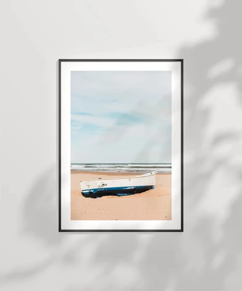 Çerçevesiz Poster Kumsaldaki Kayık - Resim 6