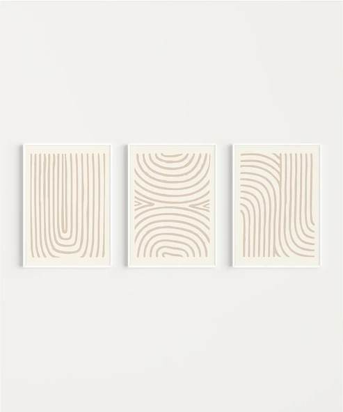 Çerçevesiz Poster Organik Akış ve Desen Sanatı Triptik 3'lü - Resim 2