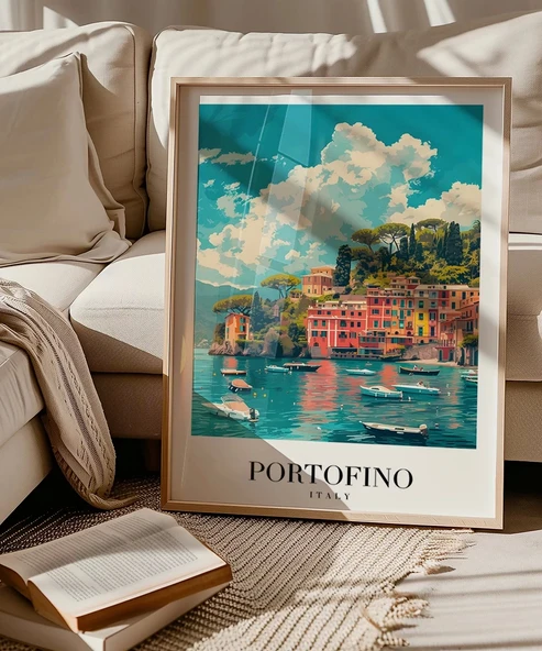 Çerçevesiz Poster Portofino'nun Renkli Kıyıları - Resim 5