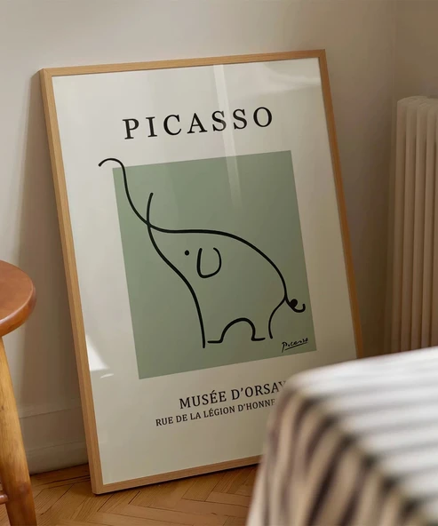 Çerçevesiz Poster Picasso Tarzı Dekoratif Fil Çerçeveli - 4