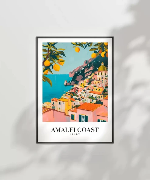 Çerçevesiz Poster Amalfi Sahili Sanatsal Duvar - Resim 6