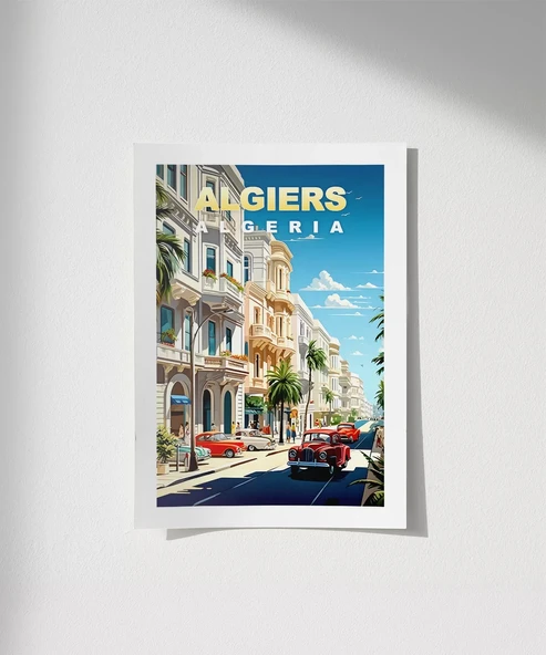 Çerçevesiz Poster Akdeniz Cezayir Sokak Manzarası ürün görseli