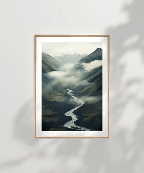 Çerçevesiz Poster Sisler İçinde Nehir - Resim 7
