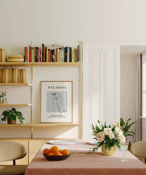 Çerçevesiz Poster Picasso Stil Soyut Kuş Çizimi - 5