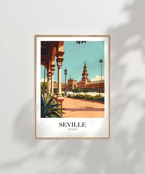 Çerçevesiz Poster Tarihi Sevilla - Resim 6