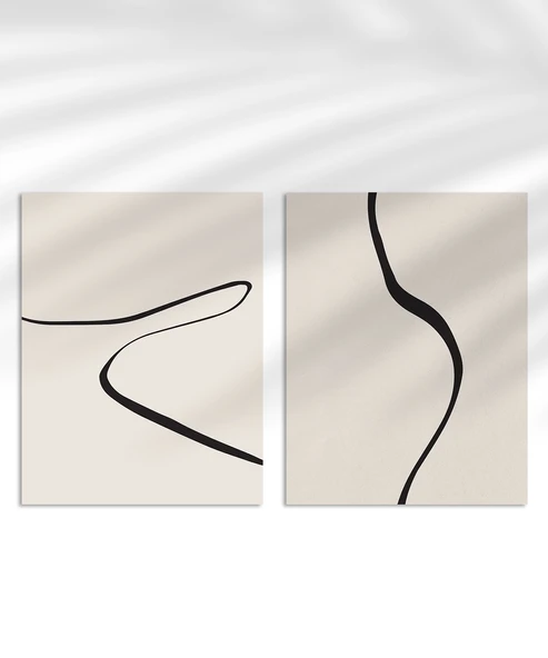 Çerçevesiz Poster Kıvrımlı Hatlar Modern 2'li ürün görseli