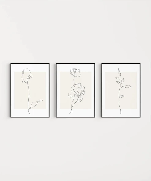 Çerçevesiz Poster Organik Zarafet 3'lü - Resim 7