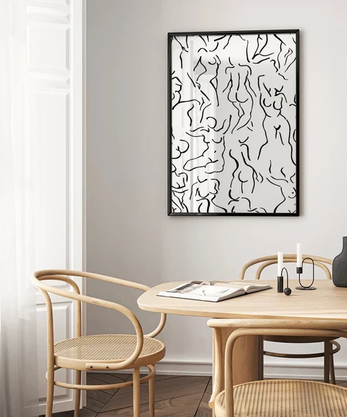 Çerçevesiz Poster Modern Sanat Stilinde Soyut Nü Desenli - Resim 3