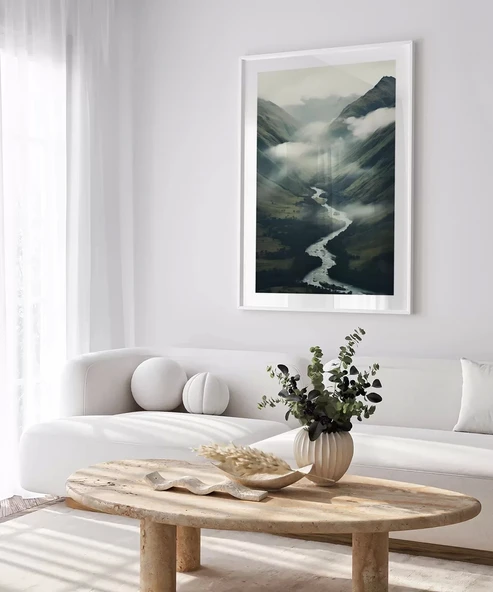 Çerçevesiz Poster Sisler İçinde Nehir - Resim 5