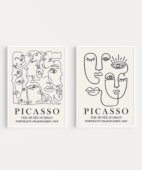 Çerçevesiz Poster Picasso İlhamlı 2'li - Resim 2