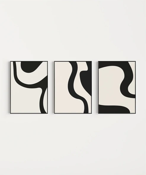 Çerçevesiz Poster Organik Akış Soyut 3'lü - Resim 7