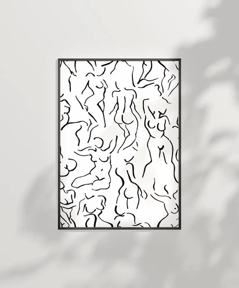 Çerçevesiz Poster Modern Sanat Stilinde Soyut Nü Desenli - Resim 6