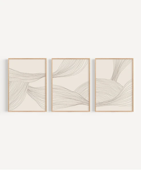 Çerçevesiz Poster Minimalist Organik Formlar 3'lü - Resim 6