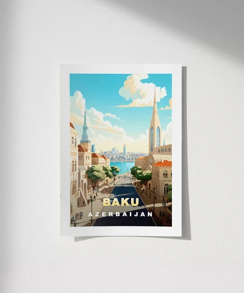 Çerçevesiz Poster Bakü’nün Modern ve Tarihi Yüzü - Resim 3