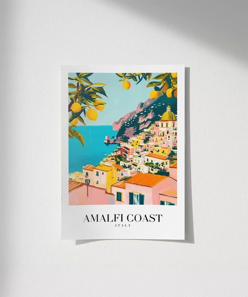 Çerçevesiz Poster Amalfi Sahili Sanatsal Duvar ürün görseli