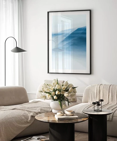 Çerçevesiz Poster Mavi Dağların Sakinliği - Resim 4