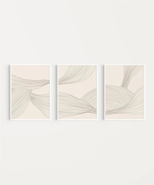 Çerçevesiz Poster Minimalist Organik Formlar 3'lü - Resim 2
