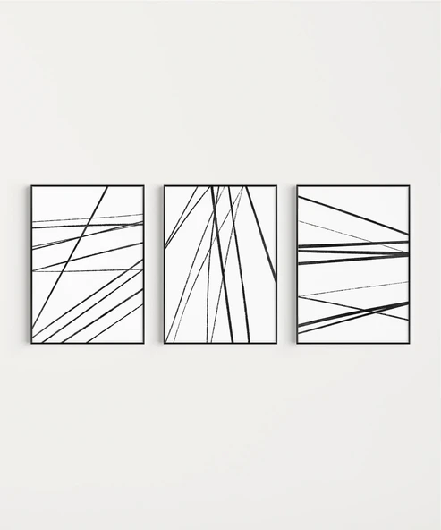 Çerçevesiz Poster Geometrik Çizgiler 3'lü - Resim 7