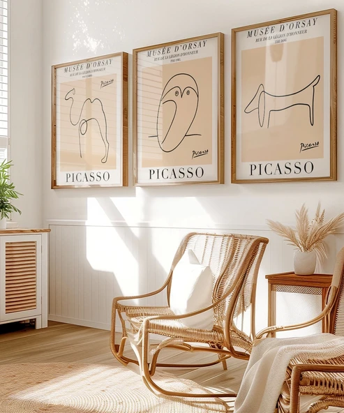 Çerçevesiz Poster Musée d'Orsay İlhamlı Picasso Hayvan Çizimleri 3'lü - Resim 6