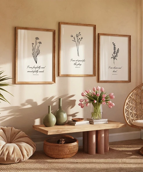 Çerçevesiz Poster Doğadan İlham Alan İncil 3'lü - Resim 5