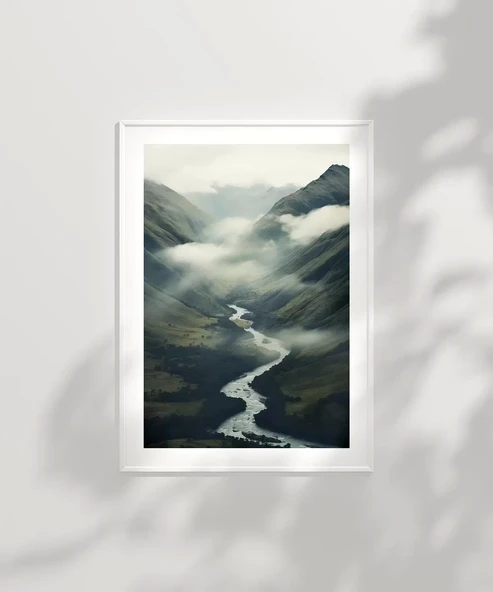 Çerçevesiz Poster Sisler İçinde Nehir - Resim 2