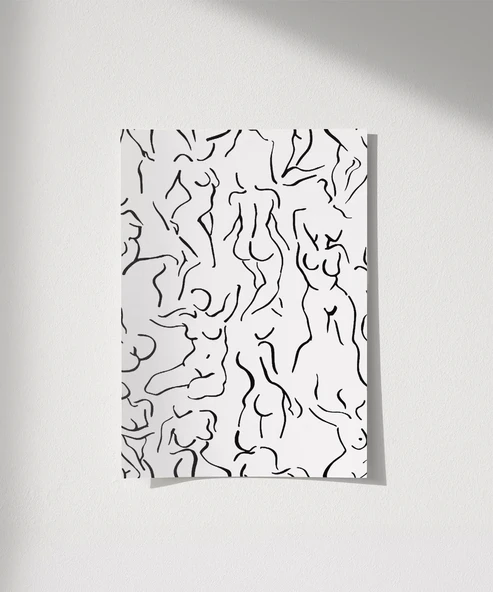 Çerçevesiz Poster Modern Sanat Stilinde Soyut Nü Desenli ürün görseli