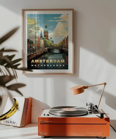 Çerçevesiz Poster Amsterdam’ın İkonik Kanalları - Resim 3