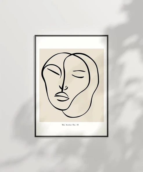 Çerçevesiz Poster Minimalist Portre Sanat - Resim 6